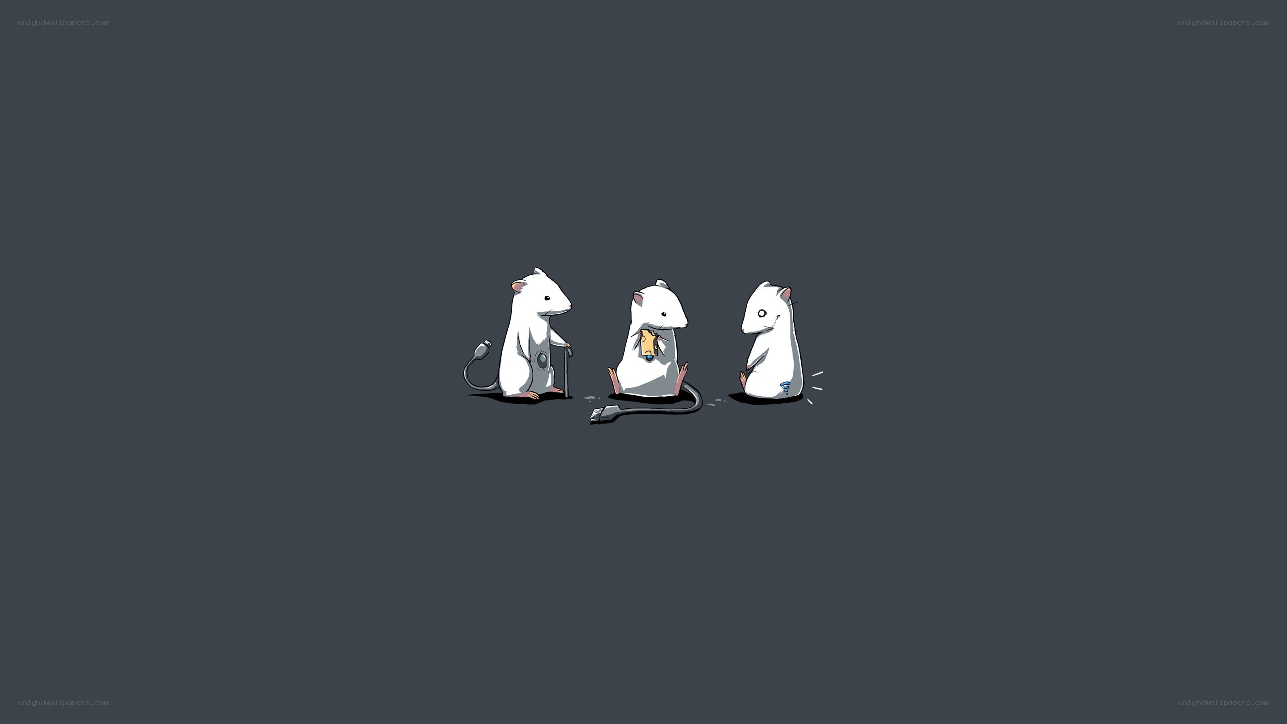 three mice with computer parts