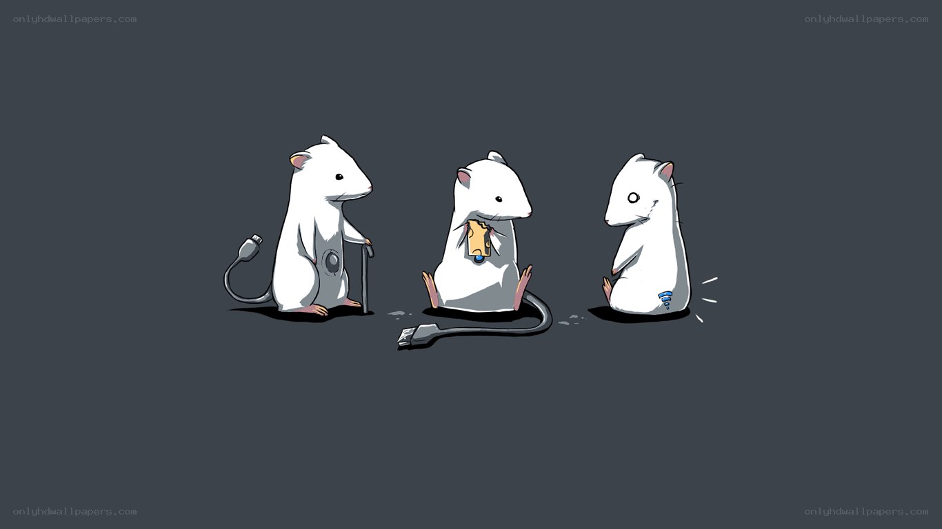 Three mice with tech accessories