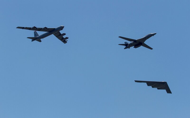 Three Military Aircraft — Blue, Calm, Afternoon