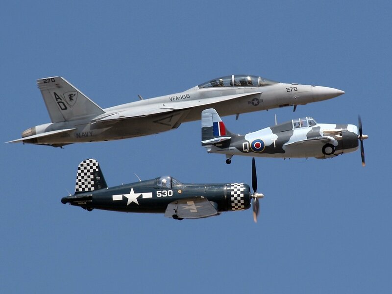 Three Military Aircraft — Blue