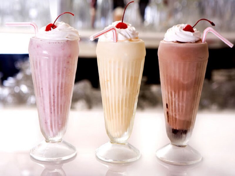 Three Milkshakes in Glasses — White