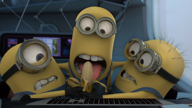 Three Minions Eating Banana