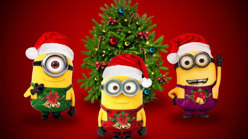 Three Minions in Holiday Gear