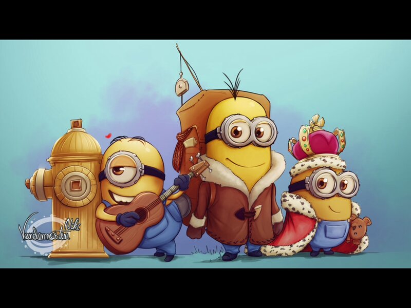 Three Minions Standing — Yellow, Playful