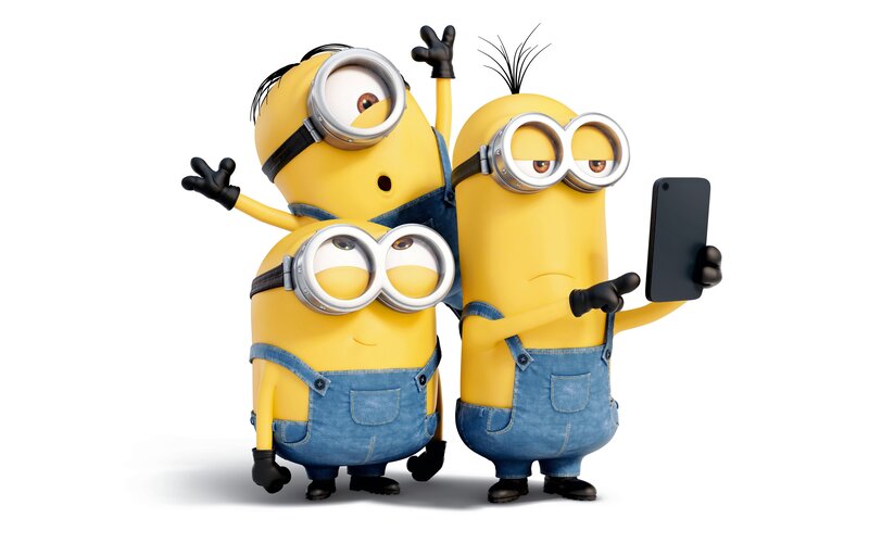 Three Minions Taking Selfie