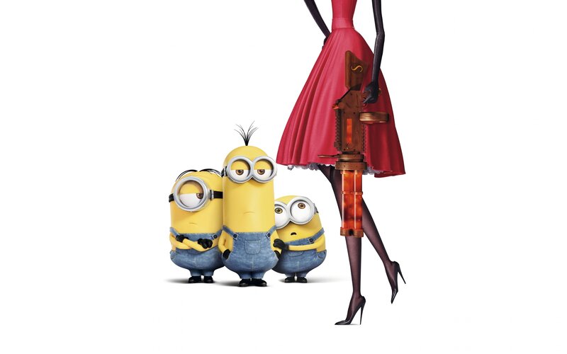 Three Minions with a Woman
