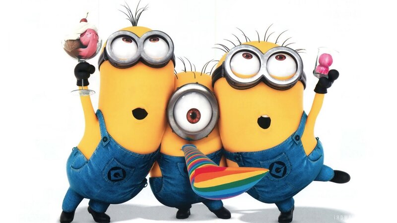 Three Minions with Ice Cream — Yellow