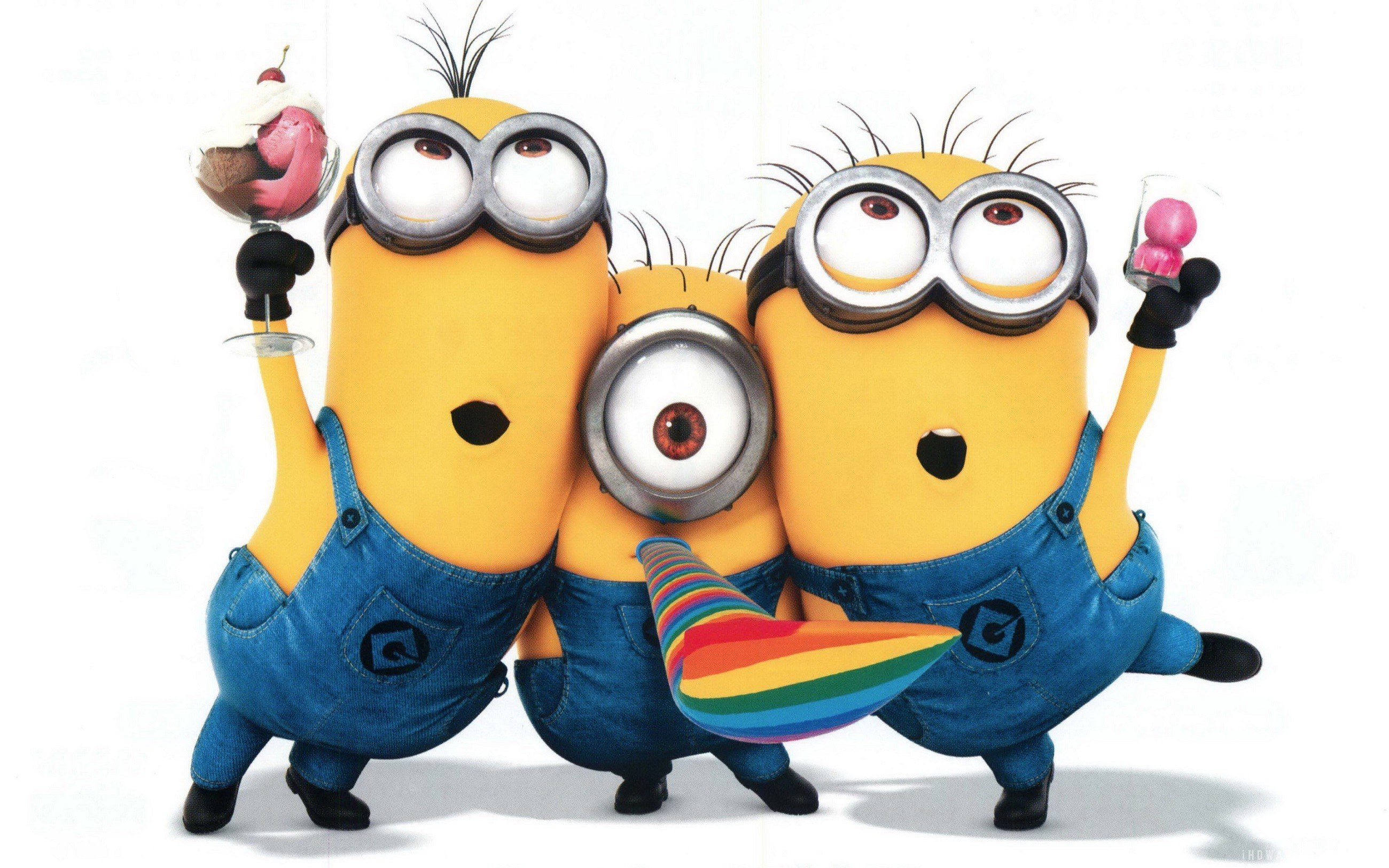 three minions with ice cream