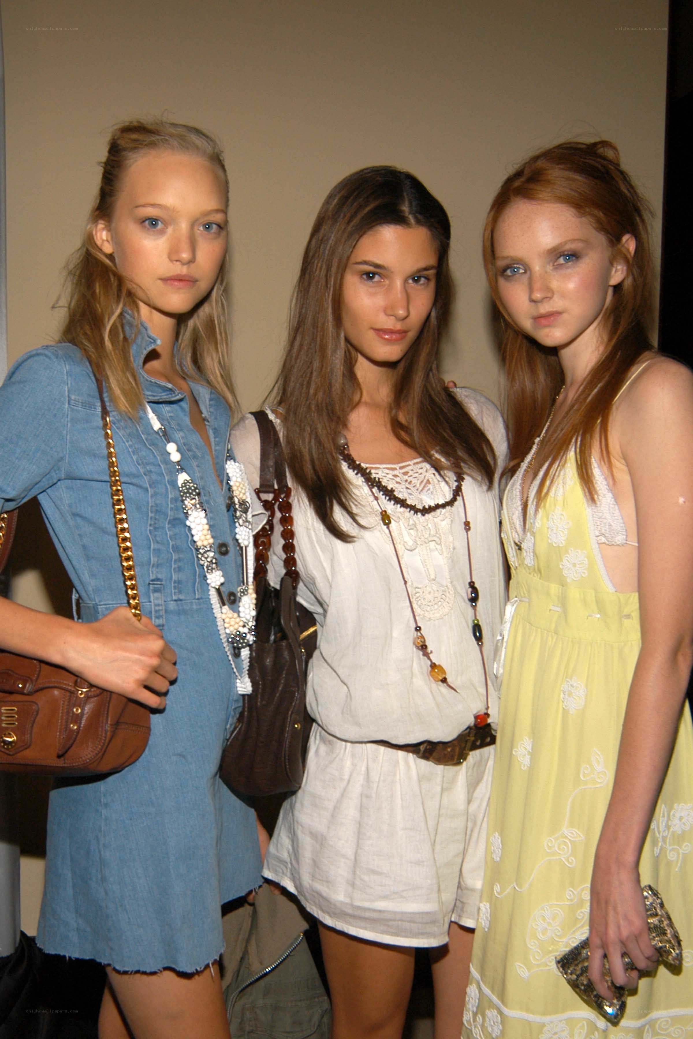 Three models at fashion event