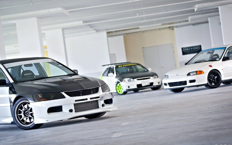 Three Modified Cars — White, Neutral