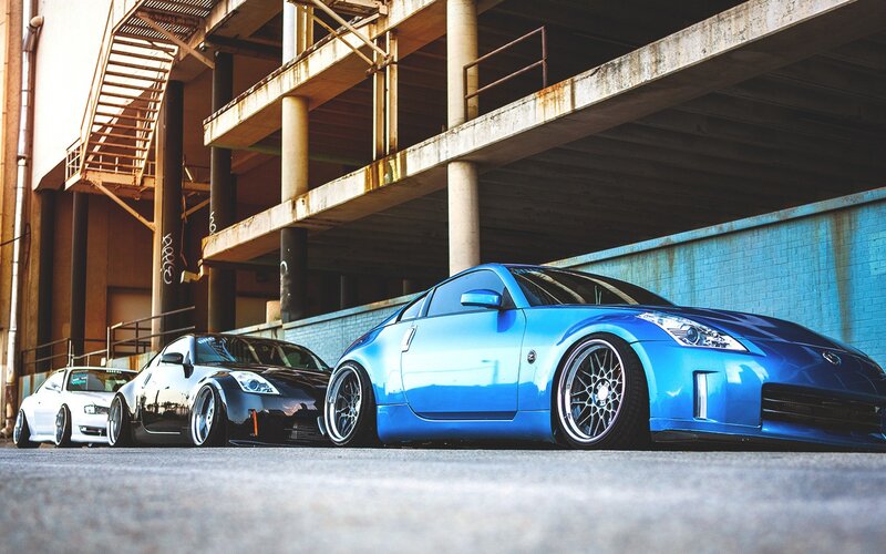 Three Modified Sports Cars — Blue