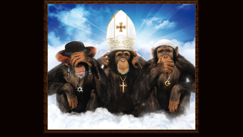 Three Monkeys in Religious Attire