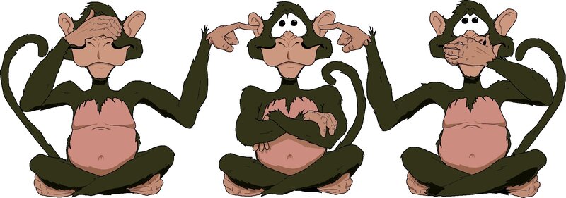 Three Monkeys Sitting