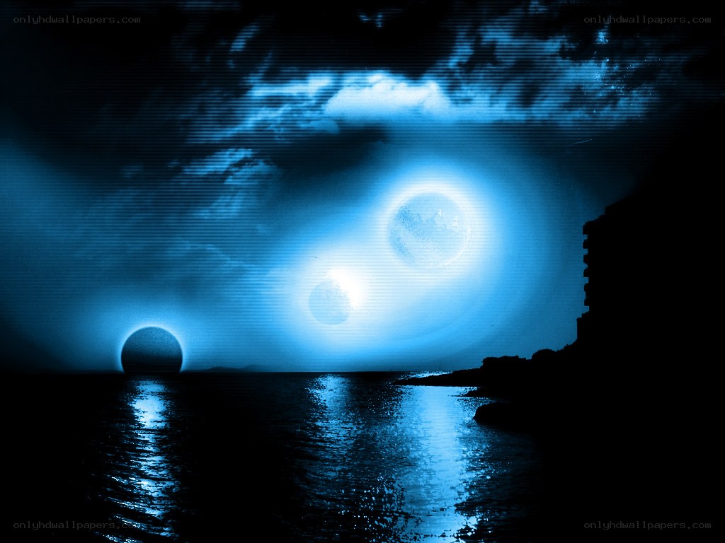 Three moons over the sea