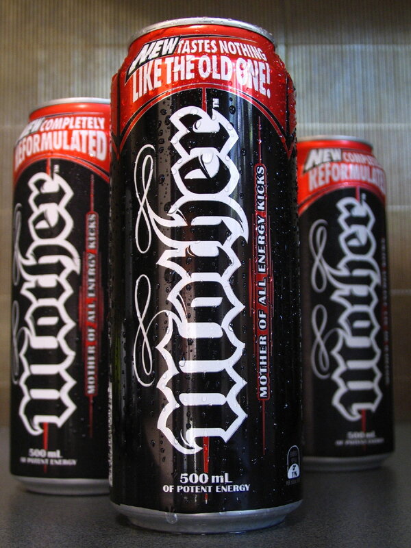 Three Mother energy drink cans