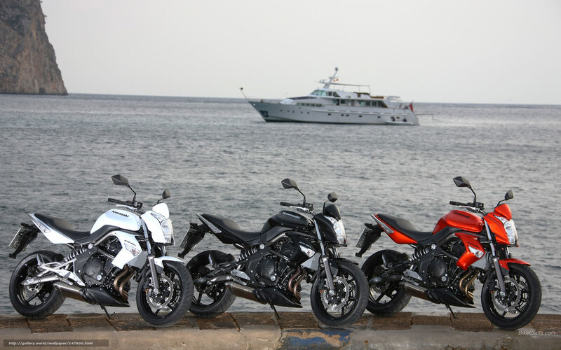 Three motorcycles by the sea