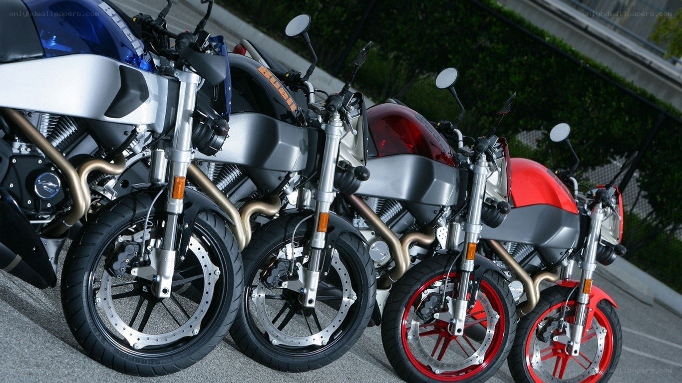 Three motorcycles in a row