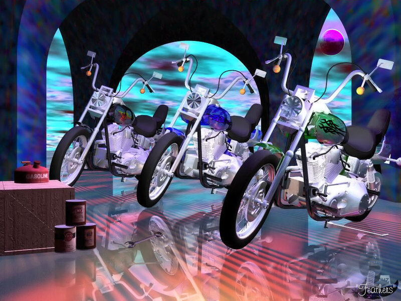Three motorcycles in a tunnel