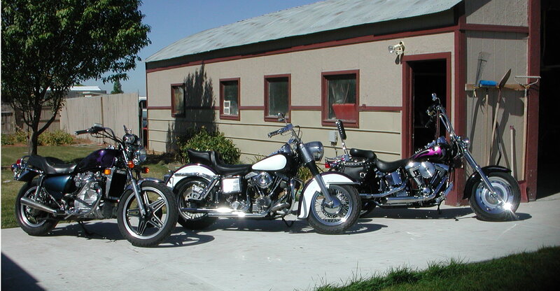 Three Motorcycles Parked — Black, Calm, Afternoon