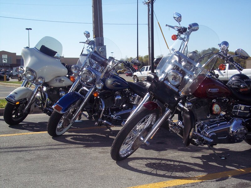 Three Motorcycles Parked — Black, Calm