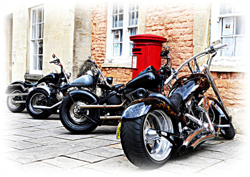 Three Motorcycles Parked