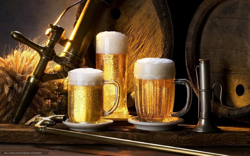 Three Mugs of Beer — Gold, Dramatic, Photograph