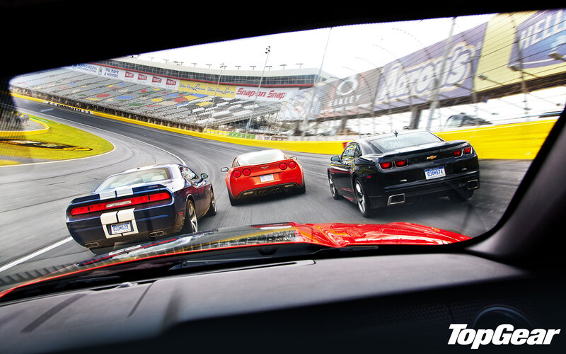 Three Muscle Cars on Track