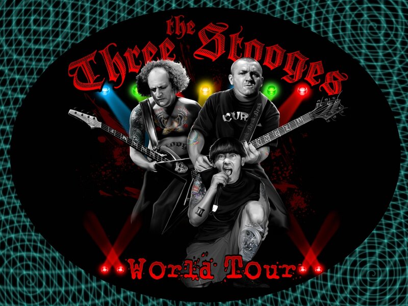 Three Musicians on Stage — Black, Dramatic, Digital Art