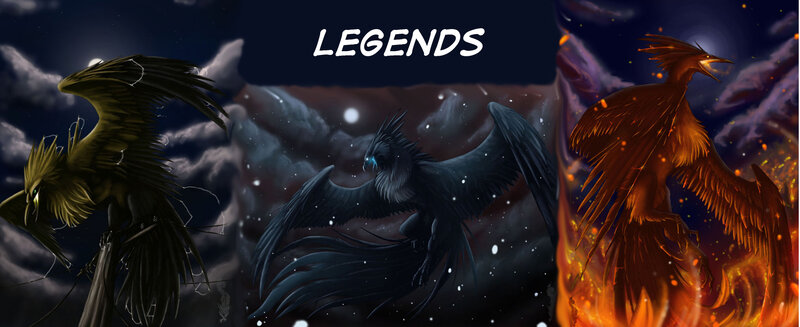 Three Mythical Birds — Black