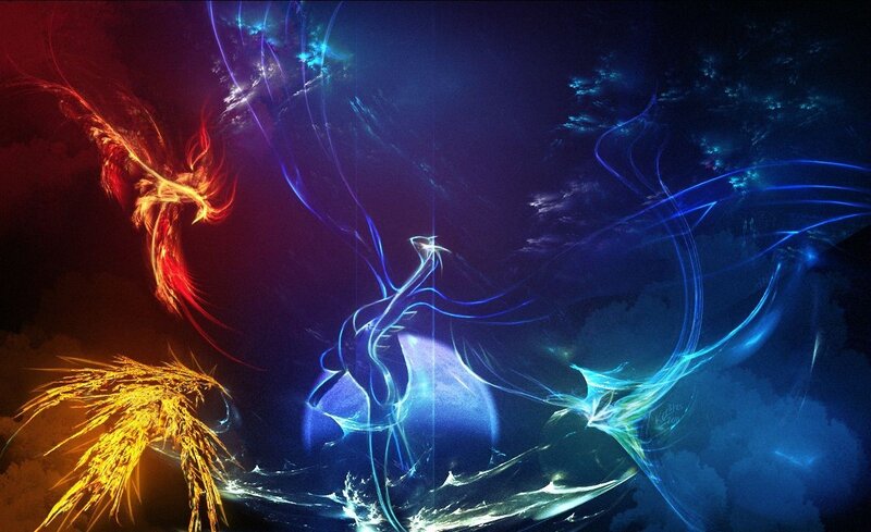Three Mythical Birds — Blue, Dramatic