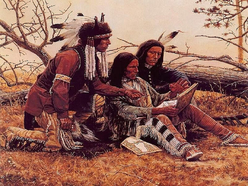 Three Native American Men — Brown, Serious