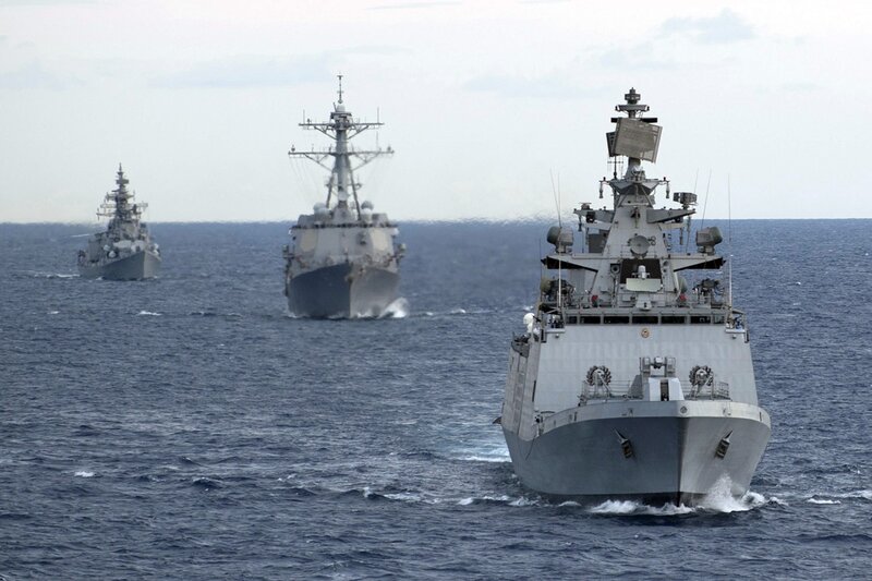 Three Naval Warships — Gray