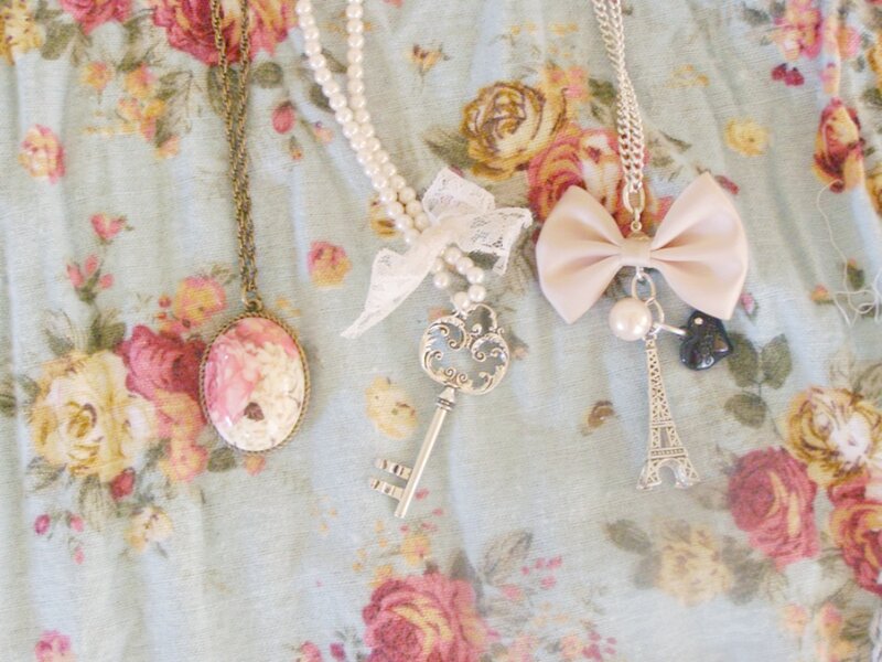 Three Necklaces on Fabric
