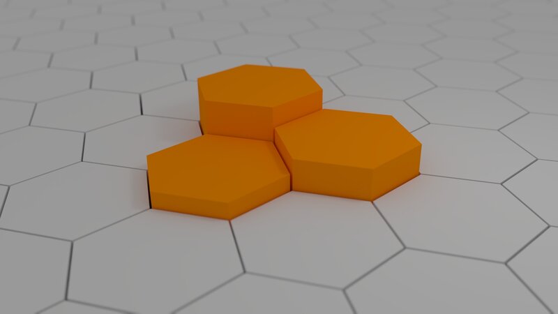 Three Orange Hexagons