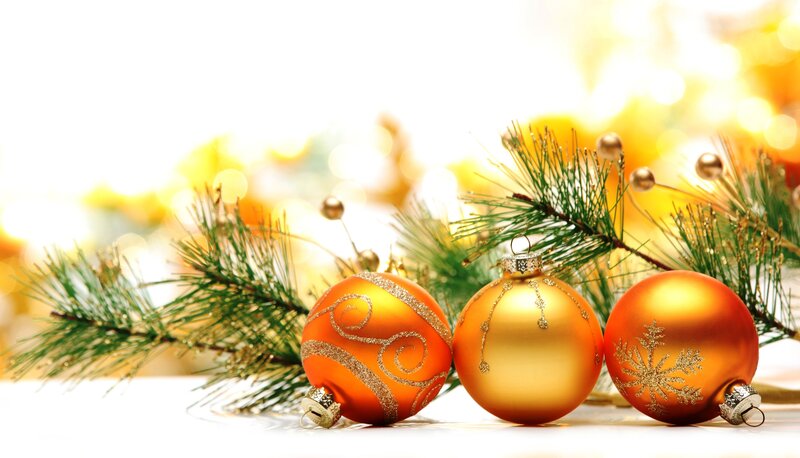Three Orange Ornaments — Festive