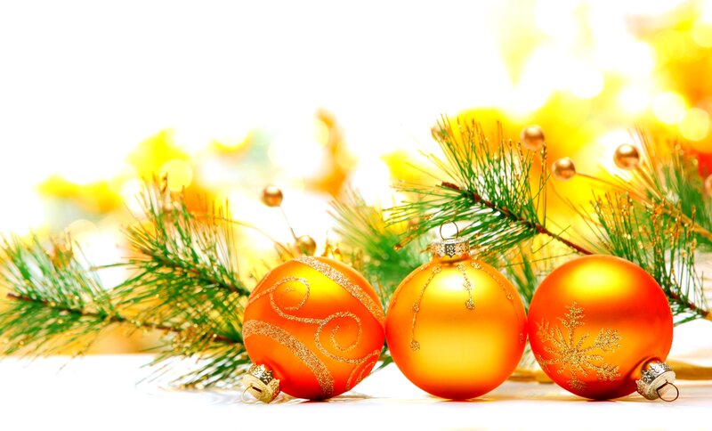 Three Orange Ornaments — Festive, Winter