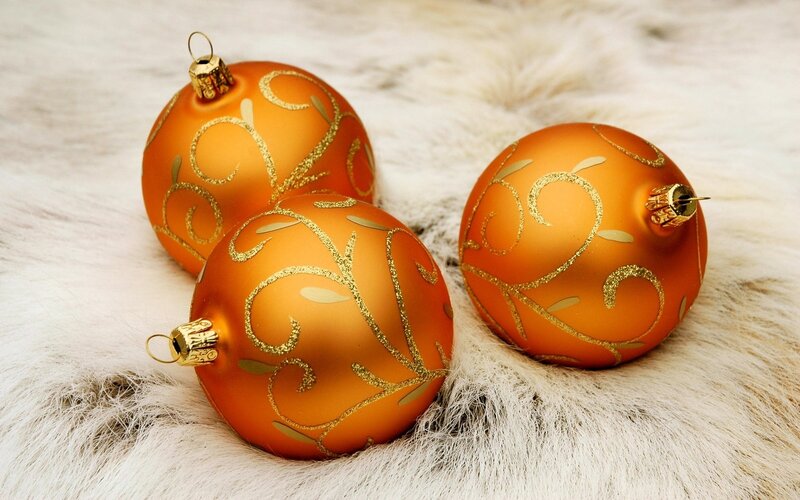Three Orange Ornaments