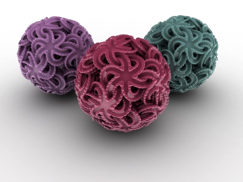 Three ornate spheres