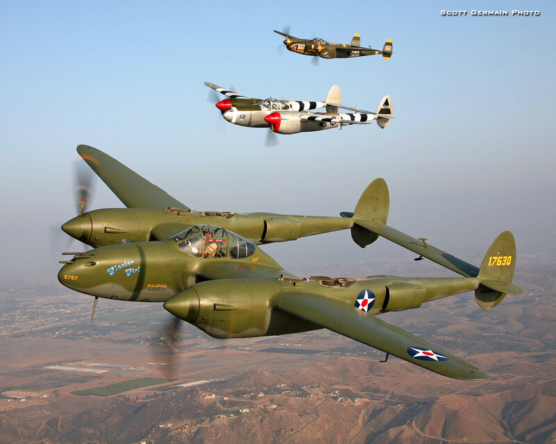 Three P-38 Lightning Planes