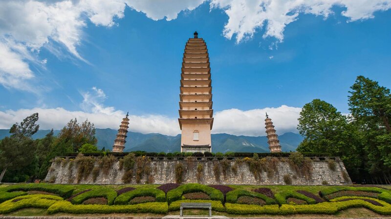 Three Pagodas on Hill