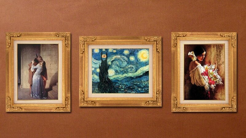 Three Paintings on Wall — Brown
