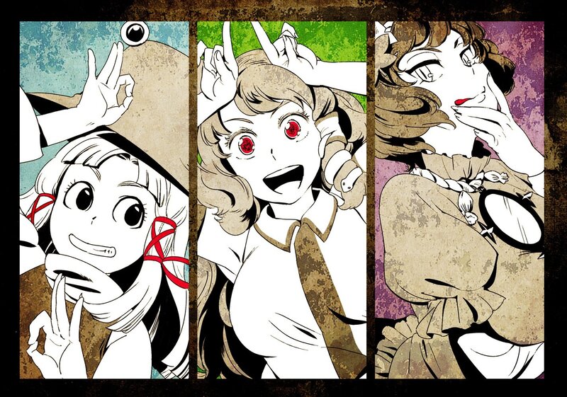 Three-panel anime character expressions