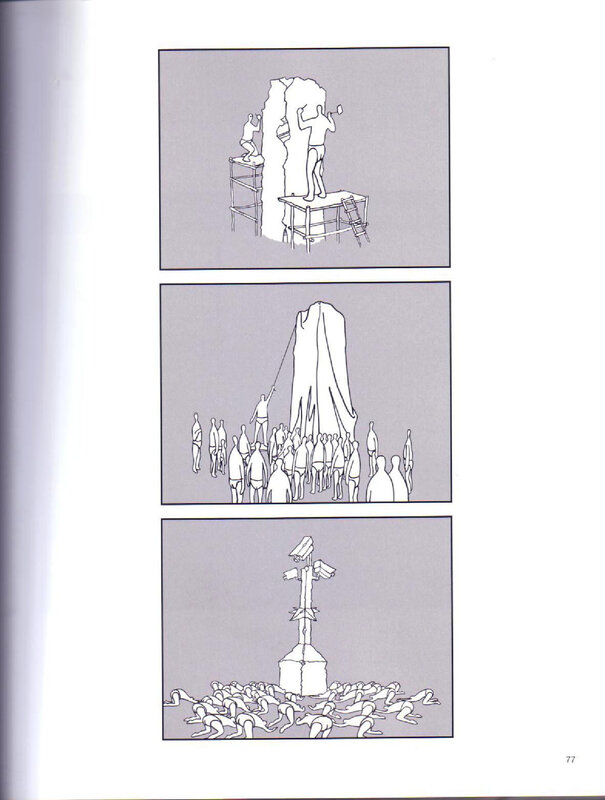 Three-panel comic sequence