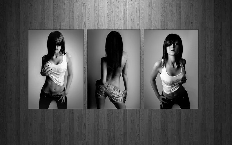 three-panel woman portrait