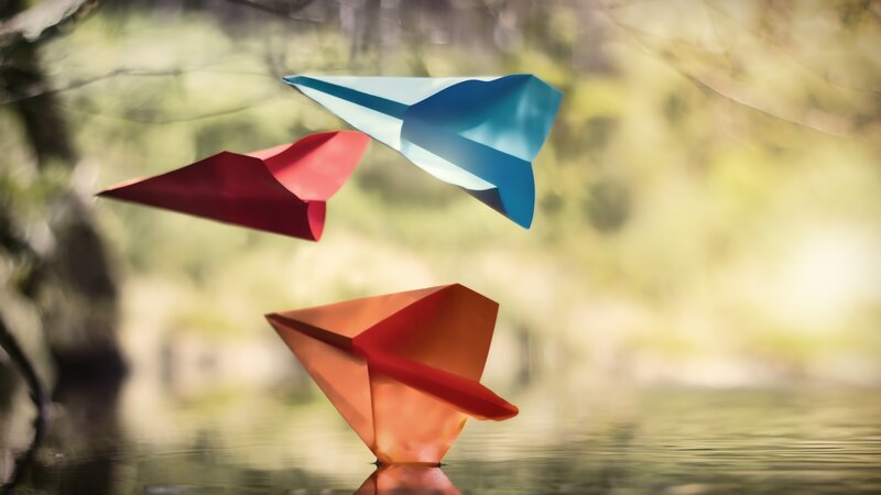 Three Paper Airplanes — Red