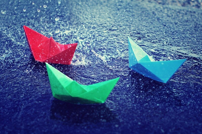 Three Paper Boats — Blue