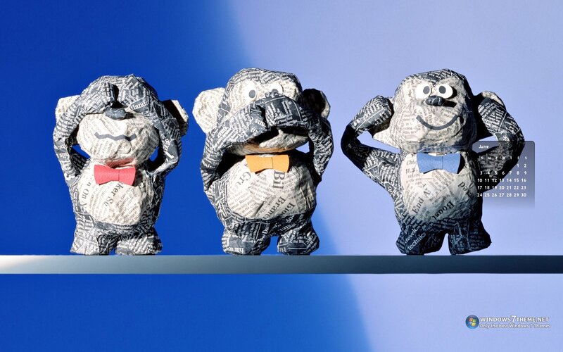 Three Paper Monkeys — Blue