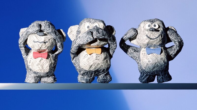 Three paper monkeys