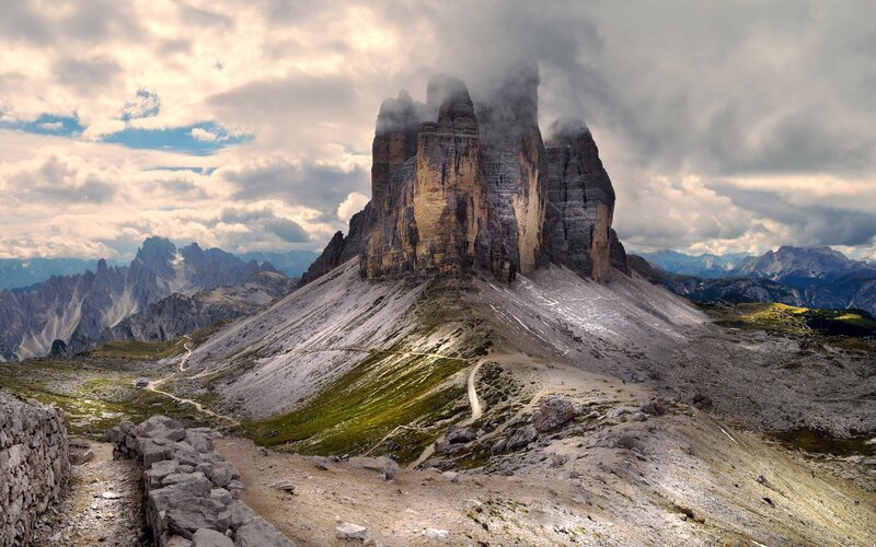Three Peaks of Lavaredo — Gray, Dramatic