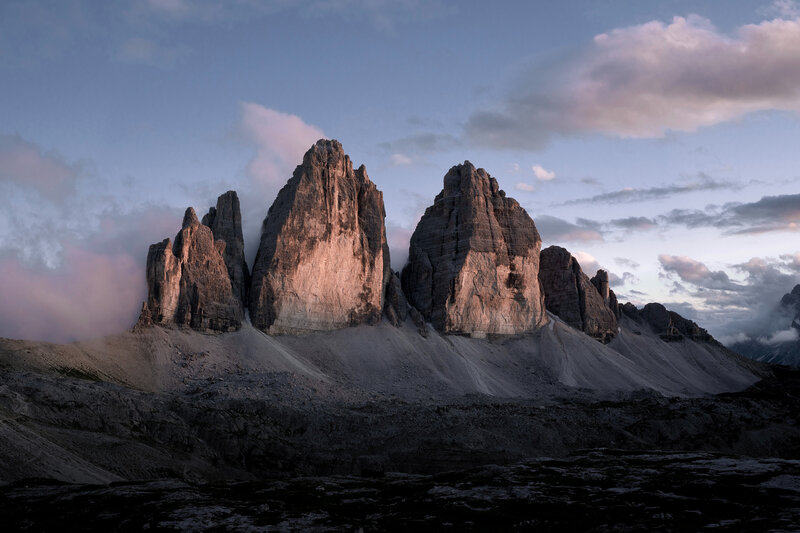 Three Peaks of Tre Cime — Gray